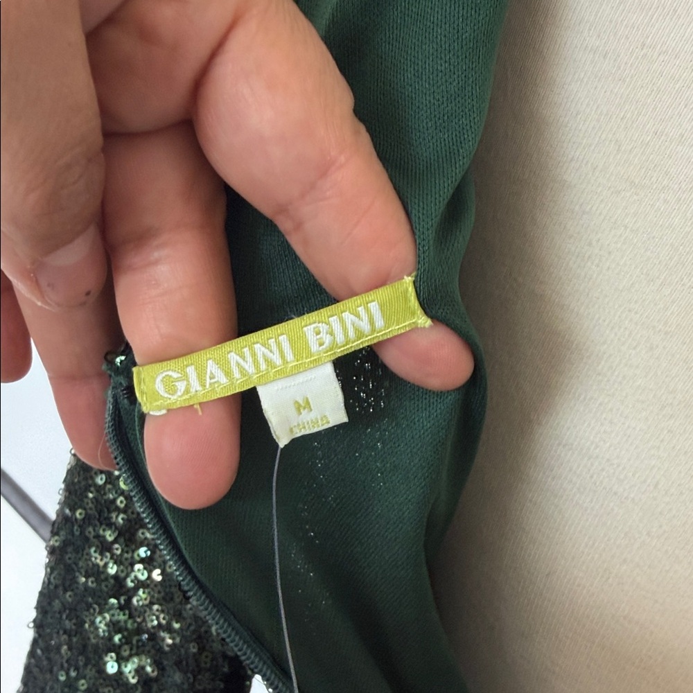 Gianni Bini Dark Green Sequin Long Sleeve Dress - Picture 6 of 6